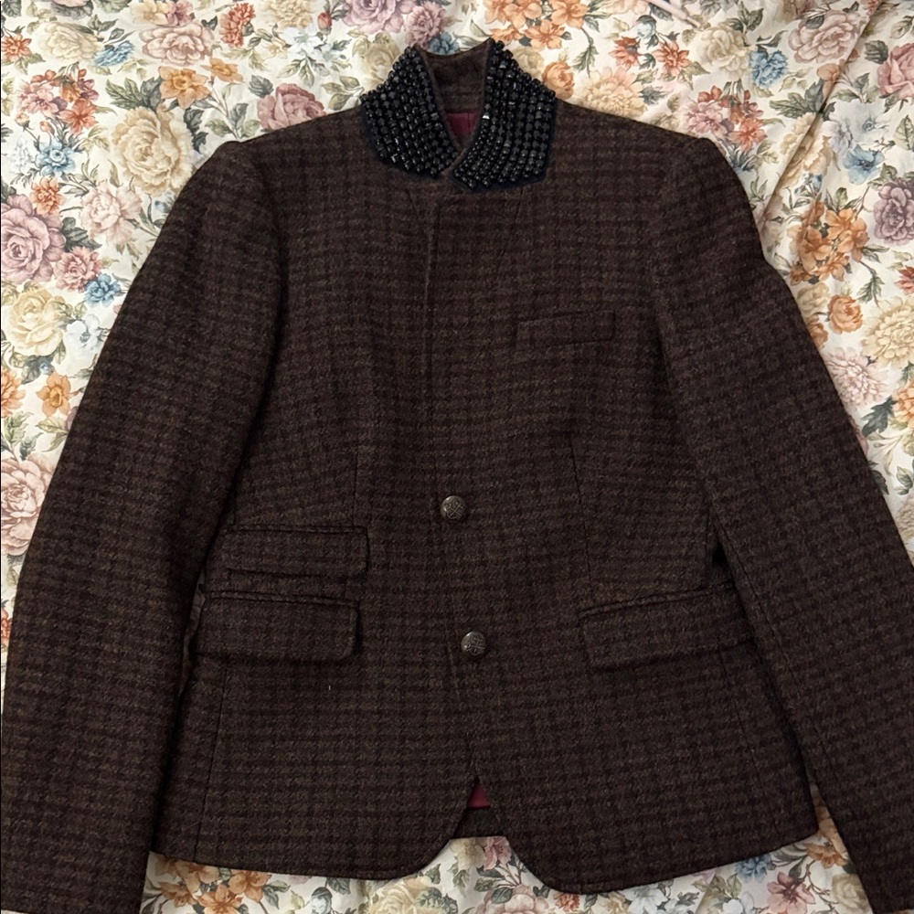 J. Crew Brown Blazer with Black Collar